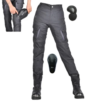 Защитни панталони за каране на мотоциклет за жени с 4 X CE Armor, ретро-панталони-карго с висока талия, дишащи мотоциклетни панталони