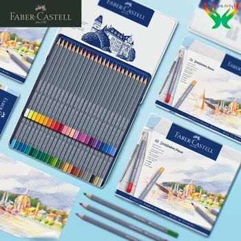 оригинален водоразтворим цветен молив 12/24/36/48 Германия Faber-Castell професионален цветен молив с ръчно рисувани синя желязна кутия