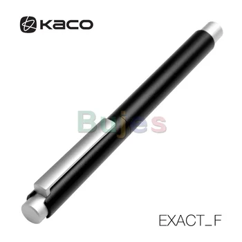 Оригиналната бизнес мъжки офис химикалка за подпис KACO EXACT F-tip 0,5 мм висок клас с въртяща се капачка, черно/сребро метална подарък кутия, комплект 1