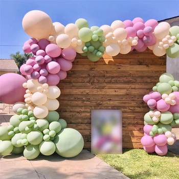 Ретро Комплект за арка с венец от абрикосовых топки цвят на авокадо, зелени латекс топки, украса за сватба, рожден Ден, Комплекти за къпане на бебето