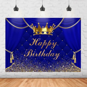 Царски син Принц честит рожден ден на фон за душата на новороденото короната завеса Фон Торта Маса Плакат Снимка Украса